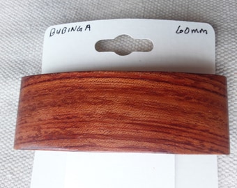 Bubinga Wood Hair Barrette with French Clip, available in various sizes