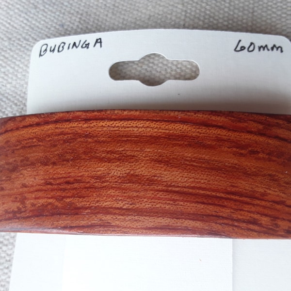 Bubinga Wood Hair Barrette with French Clip, available in various sizes