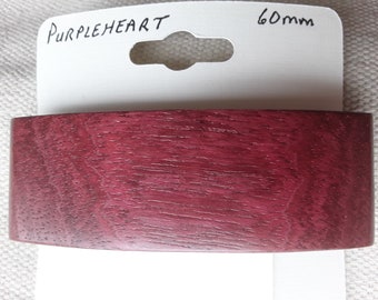 Purpleheart wood Hair Barrette with French Clip, available in various sizes