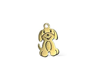 5, 10 or 20 Charms in gold stainless steel, 3D, double sided, 10x8.5mm, ideal jewelry creation/Bracelets, Necklaces, dog, dog,