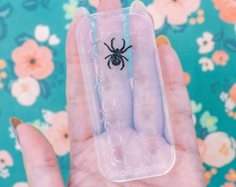 0.65" long 3mm deep spider stud shiny silicone earring mold for resin HD013