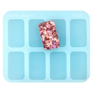 1.25" Long 0.75" Wide 4.5mm Deep Flat Round Corner Rectangle Shiny Silicone Hair Clip Mold For Resin HC077