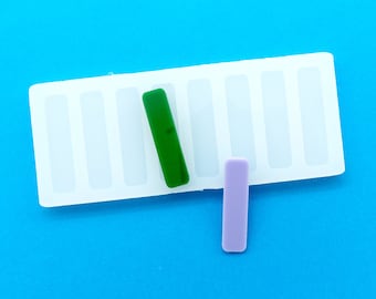 2" long 0.5" wide 3mm deep flat round corner rectangle shiny silicone hair clip mold for resin HC005
