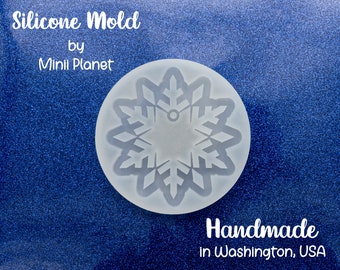 3 1/2" Long 6mm Deep Snowflake Ornament Silicone Mold For Resin