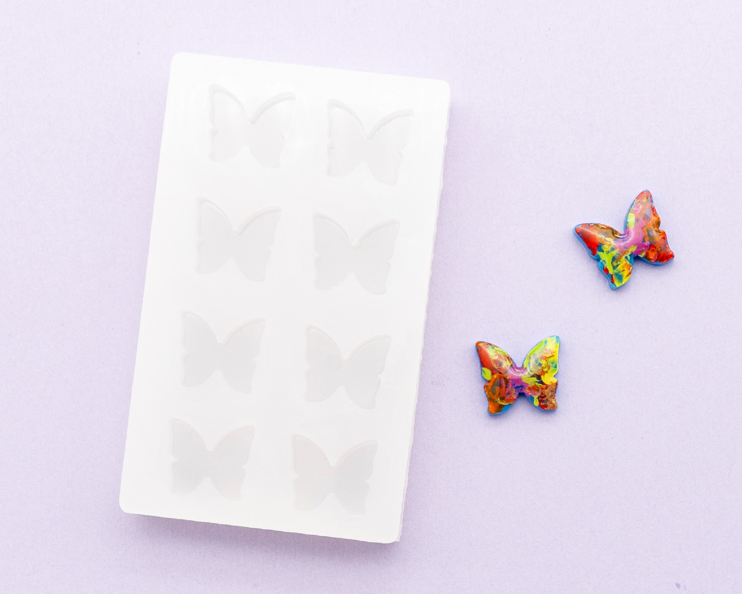 0.5" Long 3mm Deep Flat Butterfly Shiny Silicone Earring Mold Fo…