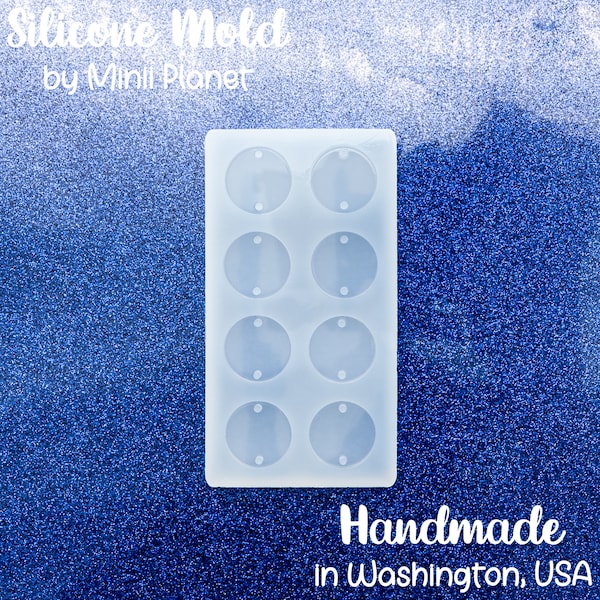 0.75" wide 3mm deep flat round with holes shiny silicone earring mold for resin MP077