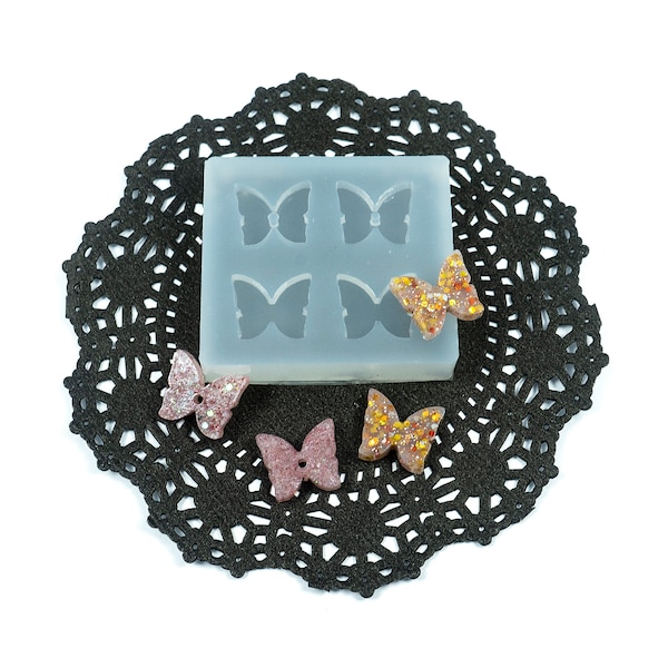 0.5" long 3mm deep flat butterfly with hole shiny silicone earring mold for resin MP022A