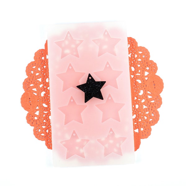 1.25" long 3mm deep flat star with hole shiny silicone earring mold for resin MP157
