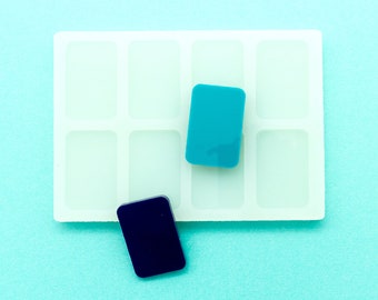 1.5" Long 1" Wide 3mm Deep Flat Round Corner Rectangle Shiny Silicone Hair Clip Mold For Resin HC046