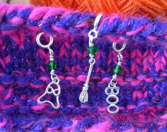 Spooky Stitch Markers for Knitting or Crochet - Sterling Silver