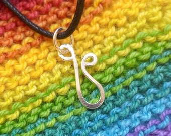Simple Hook Portuguese Knitting Necklace - Sterling Silver Jewelry for Knitters