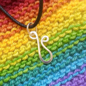 Simple Hook Portuguese Knitting Necklace - Sterling Silver Jewelry for Knitters