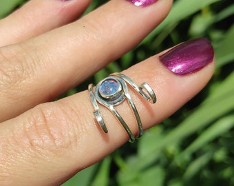 Opal Knitting / Crochet Ring - Sterling Silver Yarn Guide