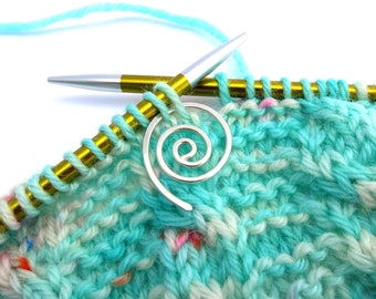 Spiral Stitch Holder - Sterling Silver Tiny Cable Needle - Knitting or Crochet Marker