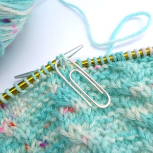 Silver Paper Clip Stitch Holder - Tiny Cable Needle for Socks or Lace - Sterling Silver - Knitting Crochet Stitch Marker