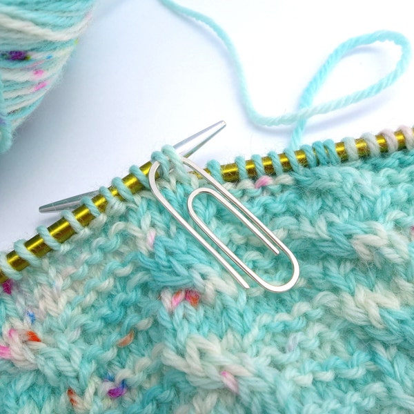 Silver Paper Clip Stitch Holder - Tiny Cable Needle for Socks or Lace - Sterling Silver - Knitting Crochet Stitch Marker