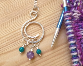 Sterling Silver Knitting Necklace - Stitch Marker Holder - Portuguese Knitting - Jewelry for Knitters