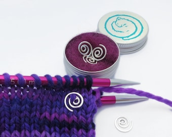 Spiral Stitch Markers - 935 Sterling Silver - Movable Progress Keepers For Knitting or Crochet