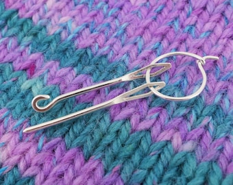 Sterling Silver Mini Needle, Hook and Stitch Marker Set - Yarn Needles - Gift for Knitter - Wool Darning Needle