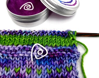 Triangular Spiral Stitch Markers - 935 Sterling Silver - For Knitting or Crochet