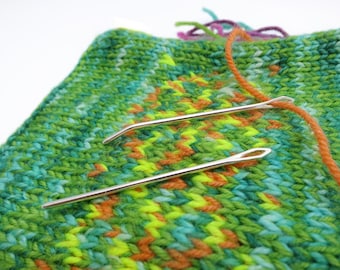 Sterling Silver Yarn Needles - Straight and Bent Wool Needles - Knitting or Crochet - Darning Weaving Sewing Embroidery