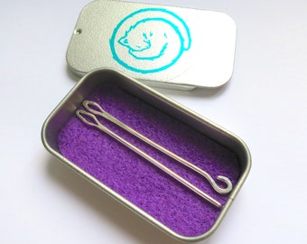 Sterling Silver Stitch Fixer Set - Yarn Needle and Hook - Knitting Accessories - Gift for Knitter - Wool Darning Needle