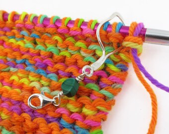Multi Purpose Leafy Stitch Marker - Marcatore di pietre preziose in argento sterling per maglieria o uncinetto