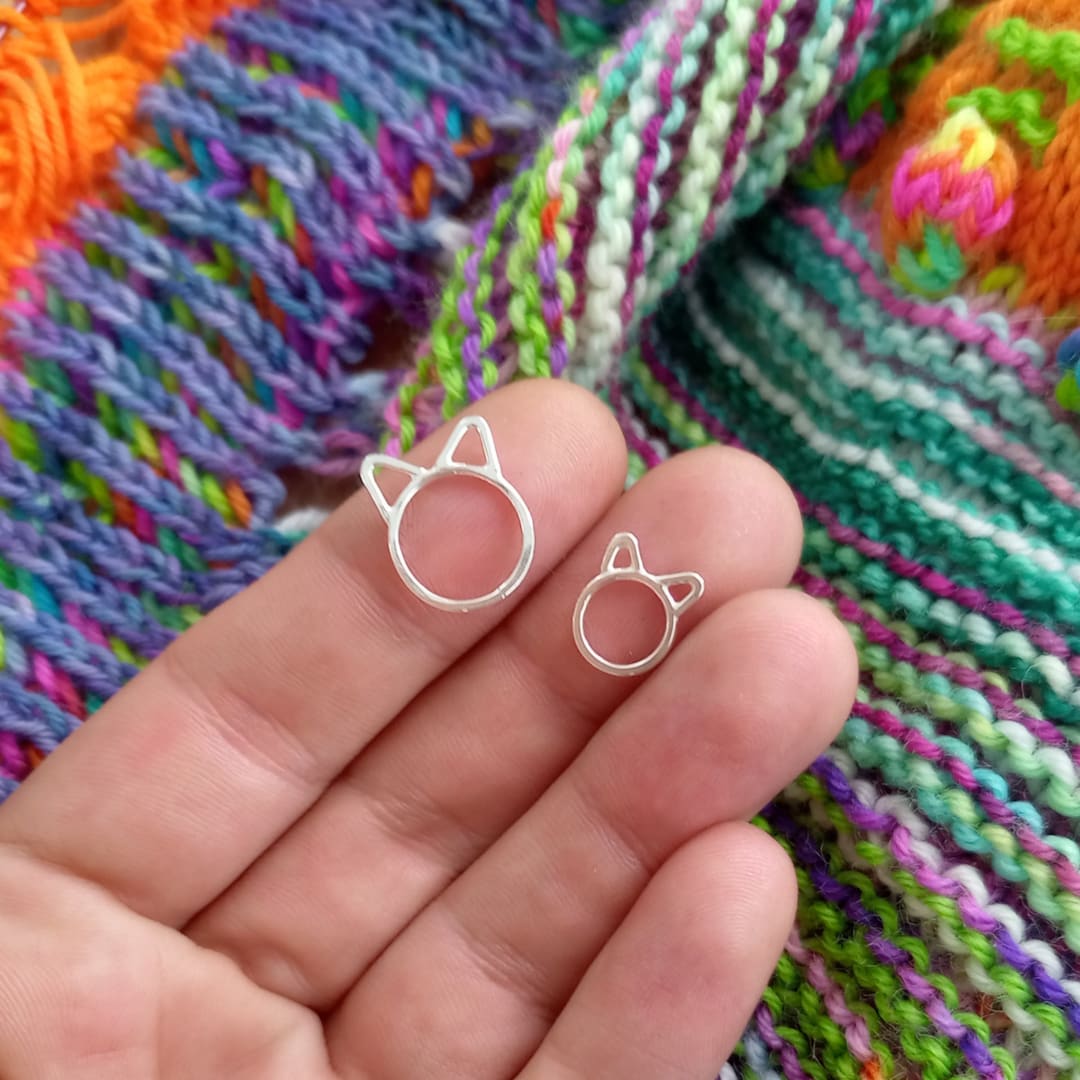 Sterling Silver Kitty Cat Stitch Markers Giftable Knitting Tools Etsy