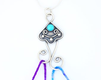 Jellyfish Stitch Marker Holder / Portuguese Knitting Necklace - 935 Sterling Silver - Jewelry for Knitters