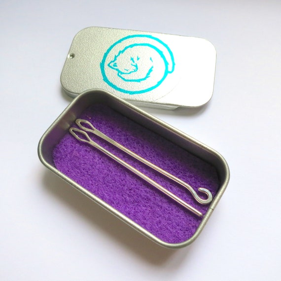 Sterling Silver Stitch Fixer Set - Yarn Needle and Hook - Knitting Accessories - Gift for Knitter - Wool Darning Needle