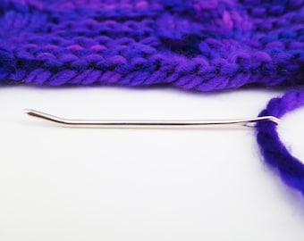 Sterling Silver Bent Yarn Needle - Blunt Needle for Knitting, Crochet, Weaving, Darning