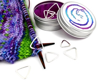 Sterling Silver Triangular Knitting Stitch Markers - Gift for knitter