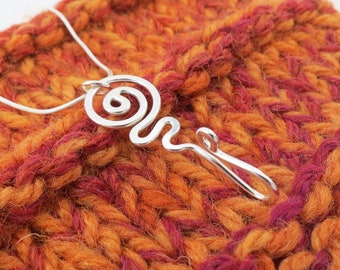 935 Silver Portuguese Knitting Pin Pendant - Sterling Silver Necklace for Knitters