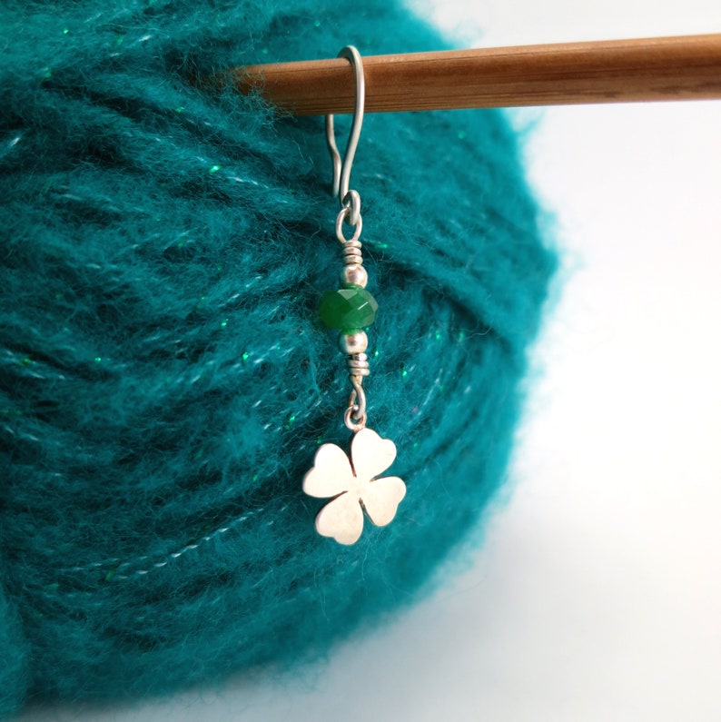 Lucky Clover Hook Stitch Marker Sterling Silver Place Keeper Etsy