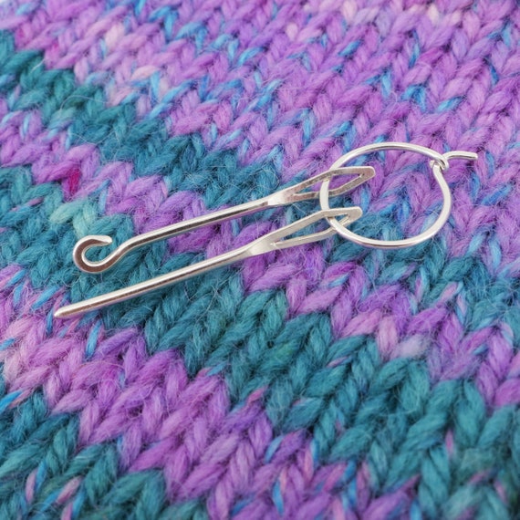 Sterling Silver Mini Needle, Hook and Stitch Marker Set - Yarn Needles - Gift for Knitter - Wool Darning Needle