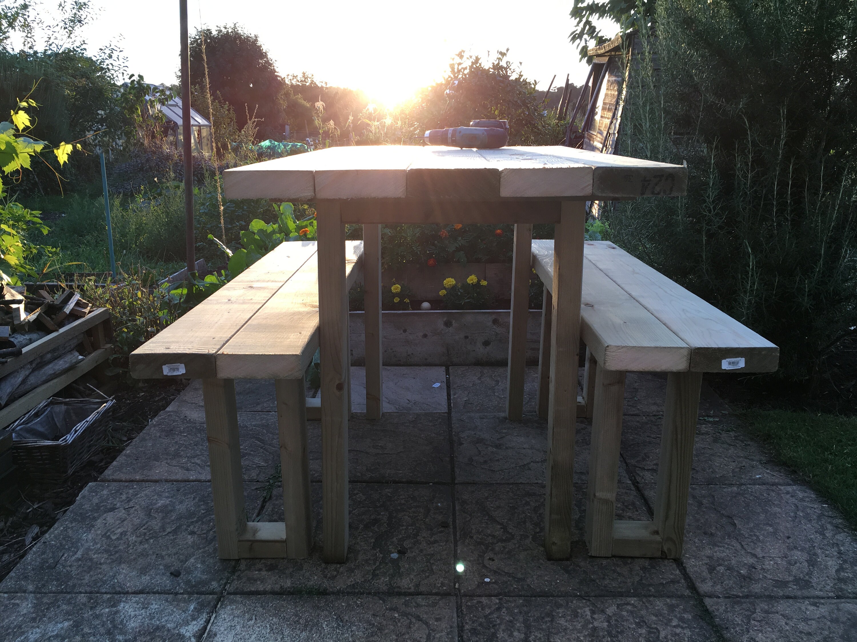 Reclaimed Garden Table Bench Set | Etsy