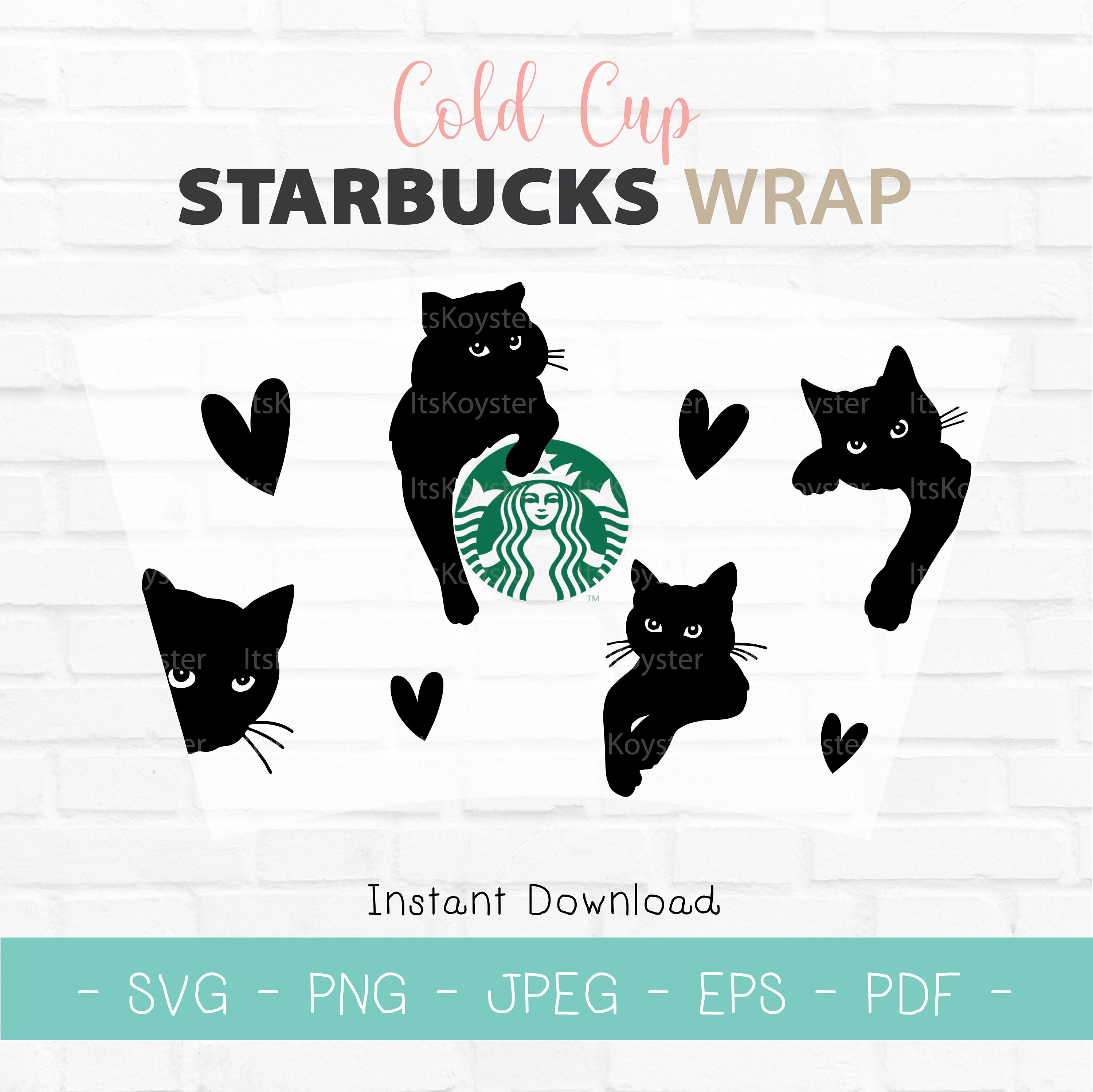 Cute Cat Full Wrap for Starbucks Cold Cup SVG File/ PNG - Etsy