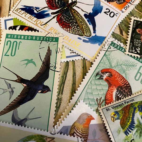 Birds, butterflies and Flower Postage Stamp Lot from Different Countries