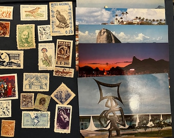 Brasil/ Brazil Postcard and Stamp Lot