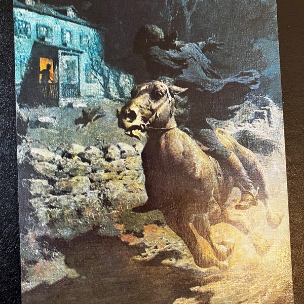 Vintage Postcard Midnight Ride by Paul Revere by Leigh, Boston Mass , Old North Church