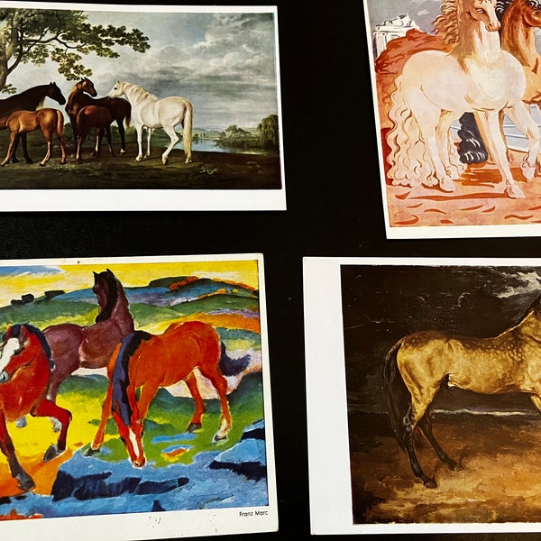 Vintage Postcard Lot (4) Horses by Artist Marc Franz, George Stubbs etc,