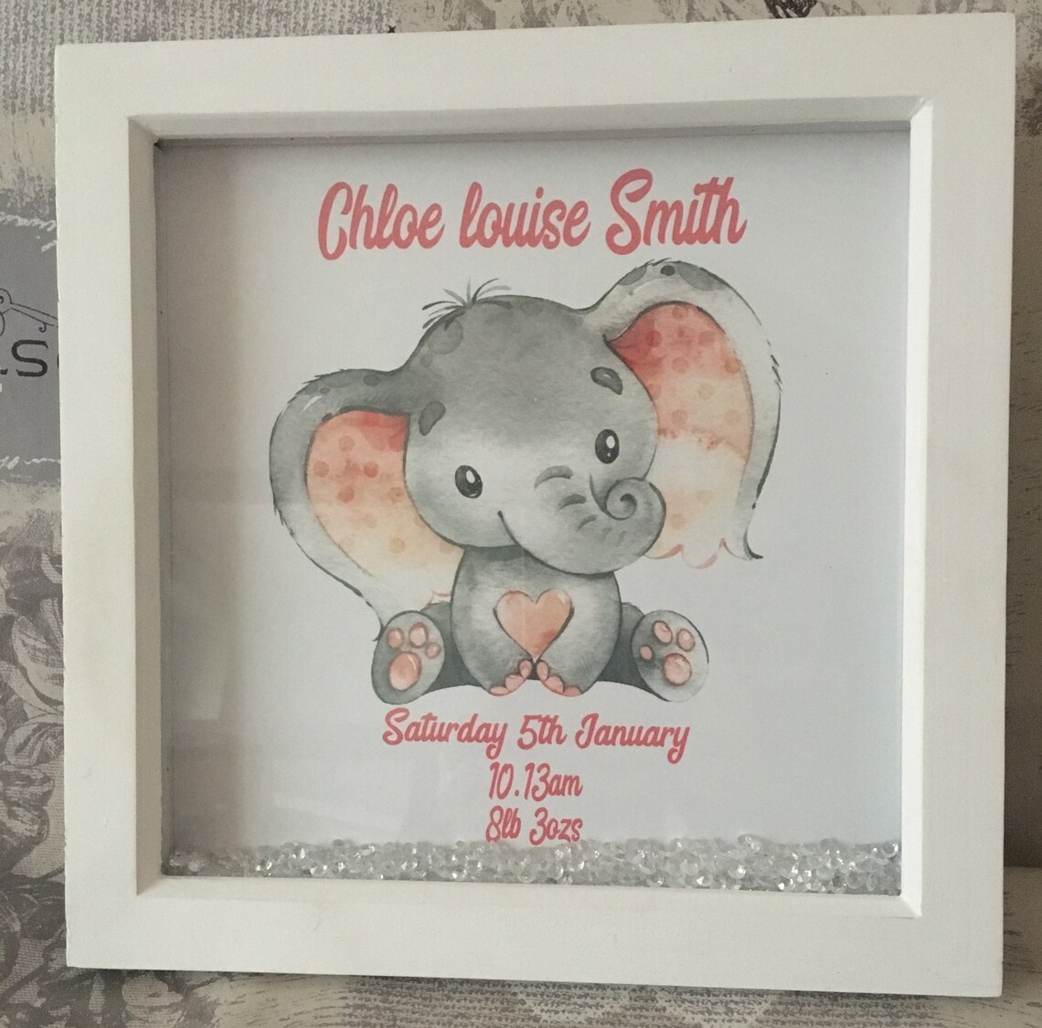 New Baby Girl Gift 3D Box Frame Personalised Gift Birth Etsy