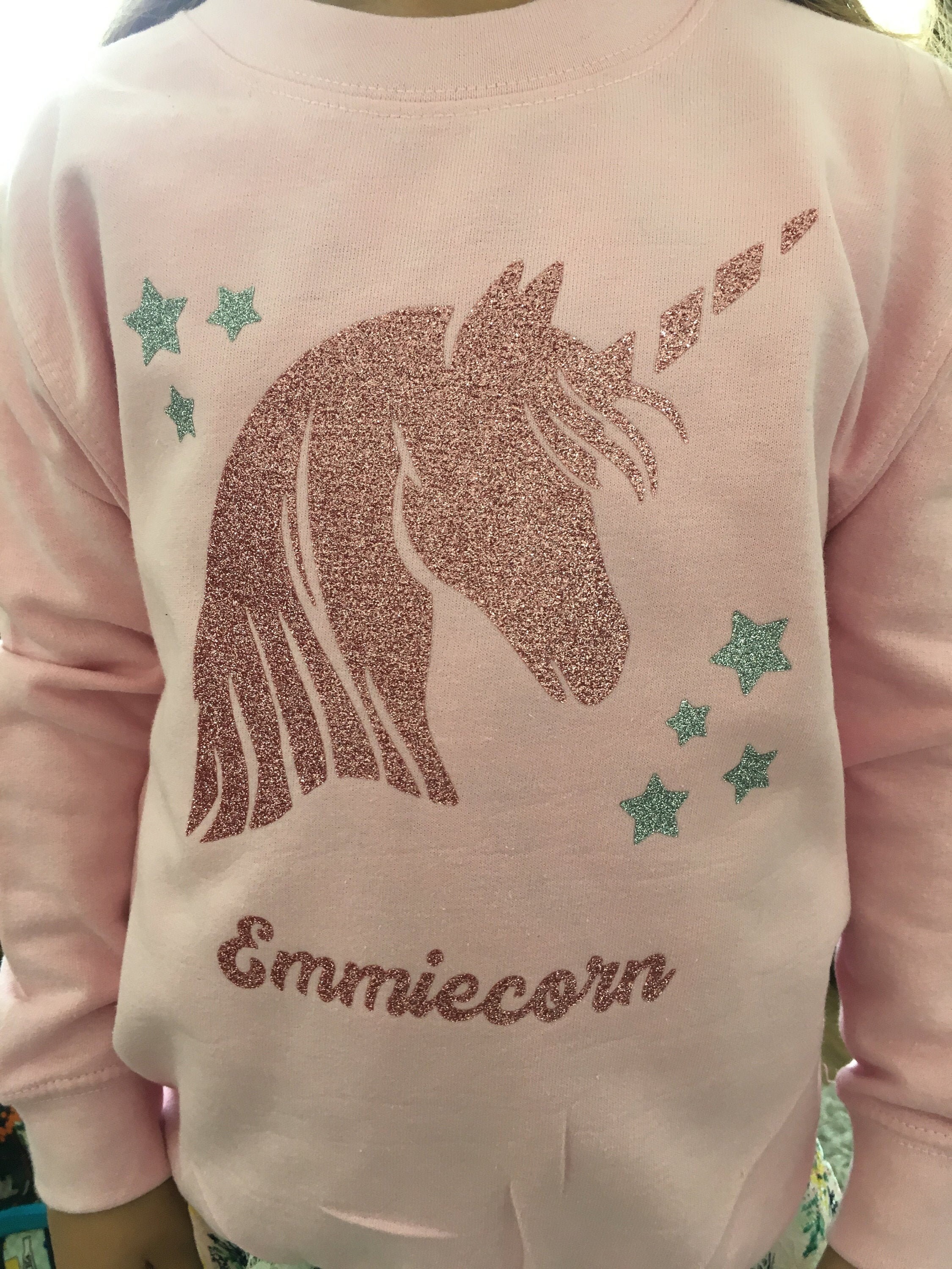 SMILING PINKER Little Girls Jumper Unicorn Sweater Cotton Long Sleeve Crew Neck Knitted Tops 