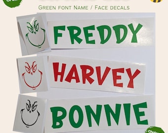 Personalized Name & Face Vinyl Decal, Holiday Font