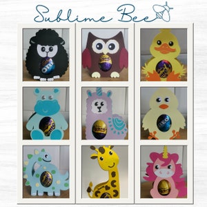 SOPORTE PARA HUEVOS DE PASCUA, personajes de animales lindos, tarjeta/regalo de Pascua, huevo de crema, varias opciones, se puede personalizar