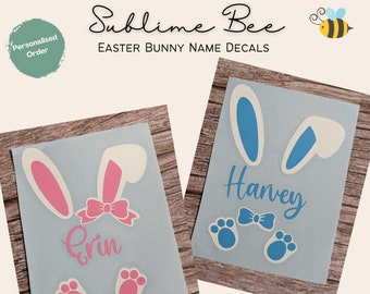 Personalised Easter Bunny Name Decal Sticker, Rabbit Ears Monogram