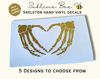 Skeleton Hand Decal Gothic Vinyl Sticker Car Laptop Halloween Middle Finger Rock Hands