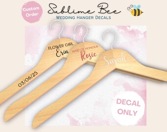 Personalized Wedding Hanger Decal: Bridal Party Gift (Vinyl Decal Only)
