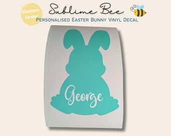 Personalised Easter Bunny Vinyl Decal Custom Name Crate Sticker