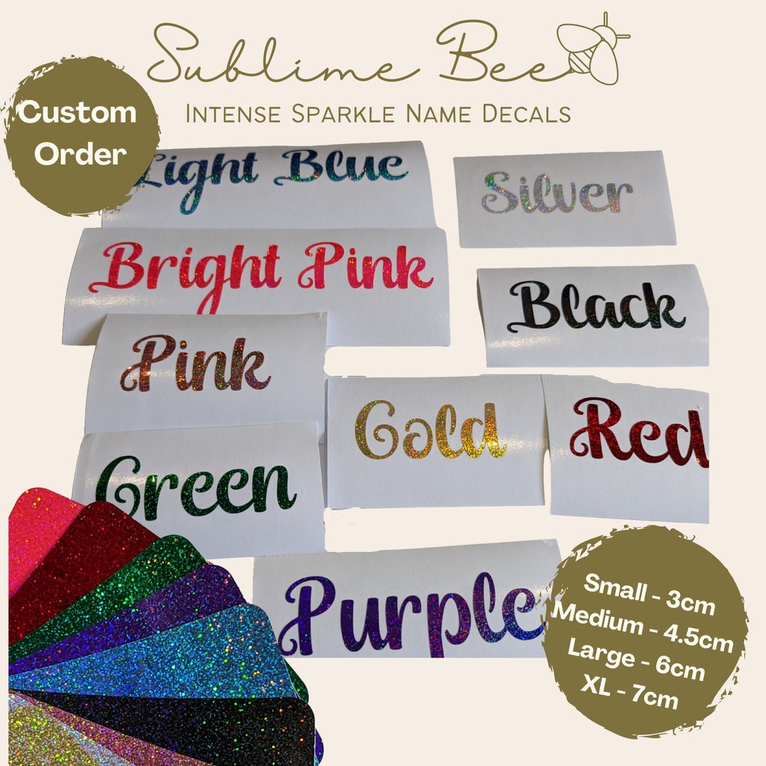 Custom Sparkle Vinyl Decals/name Decals Personalised Decals Etsy